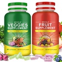 Suppléments de fruits et légumes - 2 bouteilles 180 Capsules végétariennes totales.