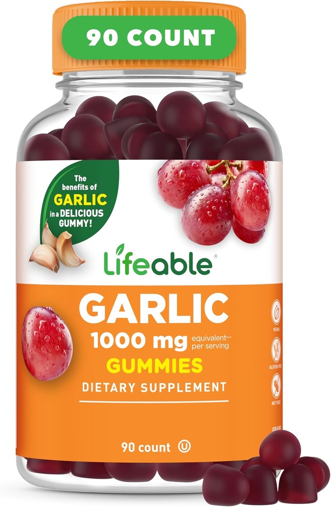 Supplément à l'ail vivace Gummies de grande dégustation Suppléments à l'ail pour adultes 90 Gummies