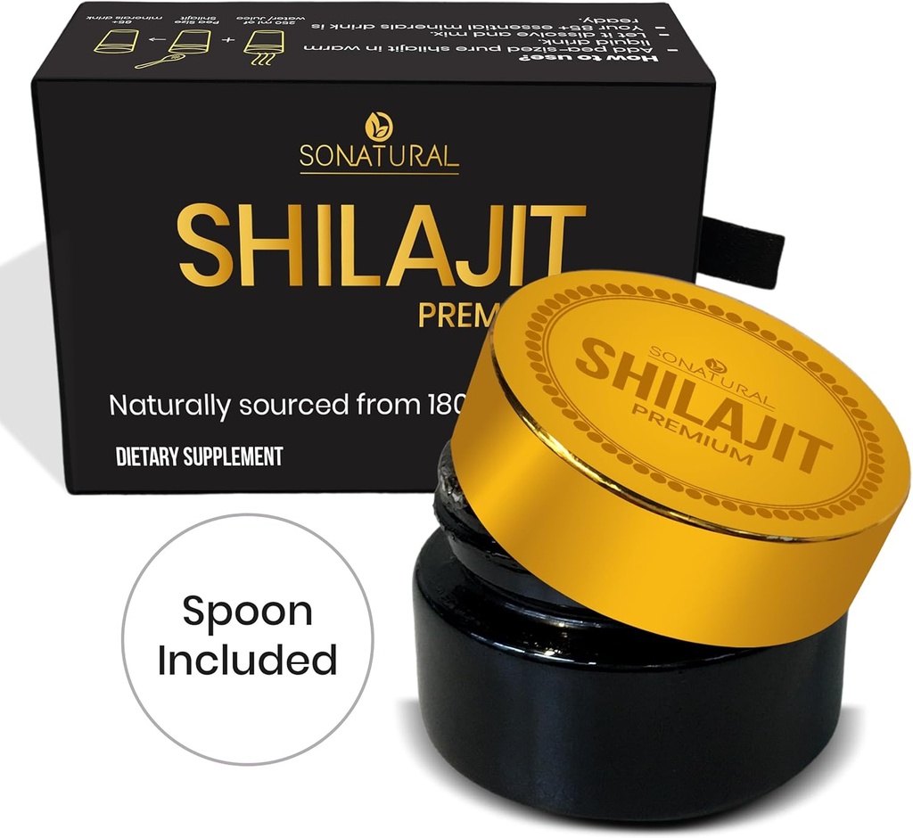 SONATURAL Shilajit Pure Himalayan Organic - 30g Premium 100% reines Shilajit Resin mit Fulvic Acid & 85+ Trace Minerals Complex for Energy & Immune Support, (2 Monate Versorgung)