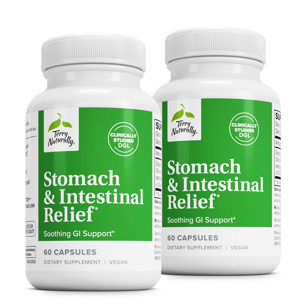 Terry Naturally Stomach & Intestinal Relief - Supplemento a Soothe Stomach - 60 Capsule (2 Confezione)