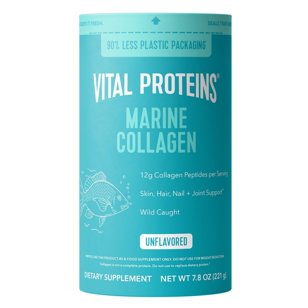 Vitalproteine Marine Collagen Peptide Pulver-Ergänzung für Haut Haar Nagel Joint - hydrolysiertes Kollagen - 12g pro Servierung - 7,8 oz Canister