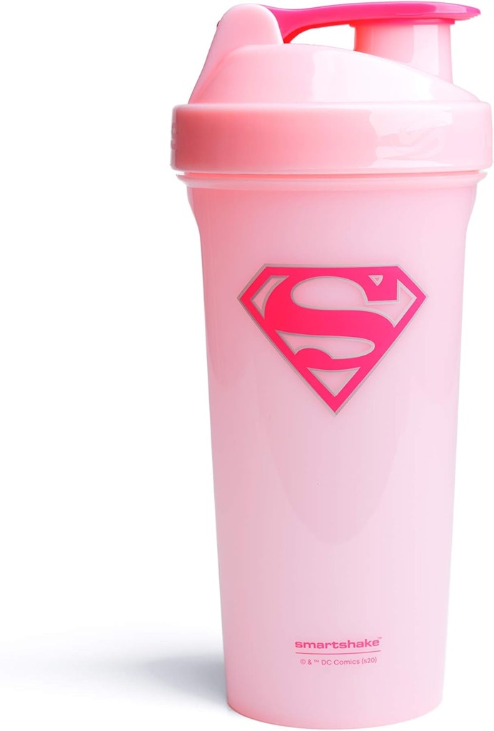 Smartshake Lite Justice League Protein Shaker Bouteille 800ml – DC Comics Bouteille d'eau, sans fuite BPA Gym Shaker et poudre de protéines (Supergirl)