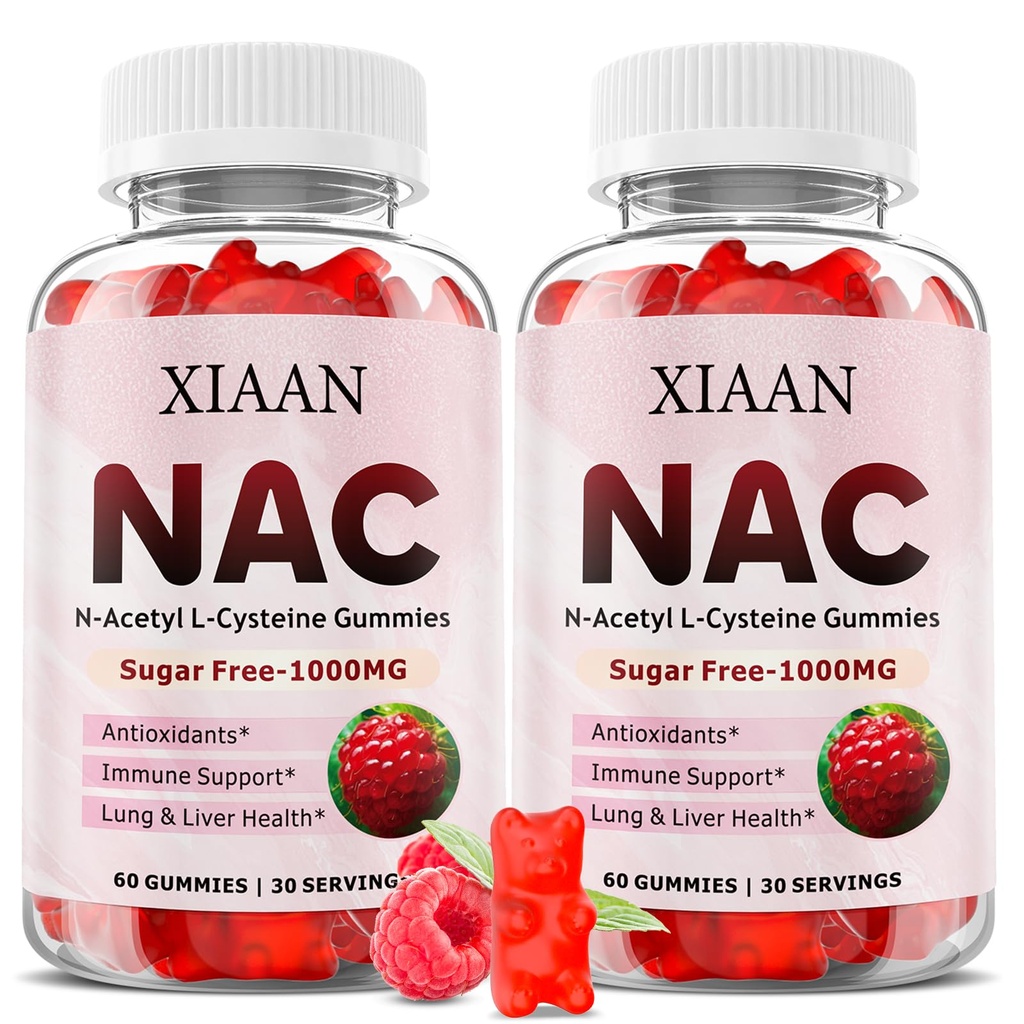 NAC Gummi für Kinder & Erwachsene, N Acetyl Cystein 1000mg NAC Ergänzung für Antioxidantien & Immununterstützung, Lung & Liver Gesundheit, Raspberry Flavor 120 Count