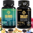 Boysea. Shilajit und Sea Moss Bundle - Sea Moss (7000mg), Ashwagandha (2000mg), Black Seed Oil (4000mg), Ginger & Shilajit (9000mg), Rhodiola Rosea (1000mg) – 90 Count (1 Pack)