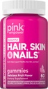 PINK cheveux ongles de peau Gummies de 60 comtes plus collagènes et biotines non-OGM et vitamines sans gluten pour les femmes