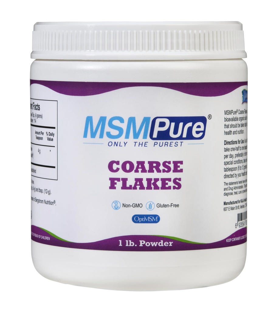 KALA HEALTH MSMPure Coarse MSM Powder Flakes – US-Made MSM für gemeinsame Gesundheit, Haut Aussehen und Haar- und Nagelunterstützung – 1 lb, Bio Schwefel