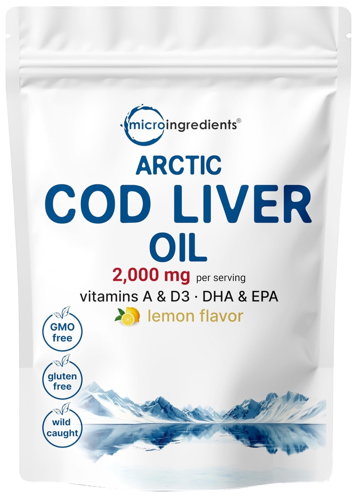 Cod Liver Oil 2.000mg pro Servierung, 360 Softgels | Burpless Lemon Flavored – Rich in Omega 3, Vitamine A & D3, EPA, DHA | Wild Caught Arctic Deep Sea Fish | Heart, Brain, & Immun Supplement