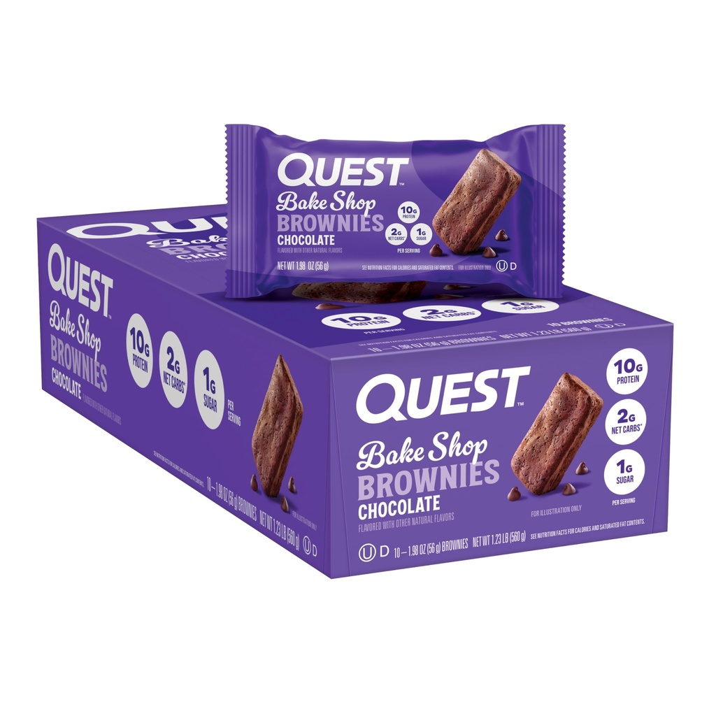 Quest Nutrition Bake Shop, Chocolate Brownies, 10g Protein, 2g Net Carbs, 1g Zucker, Protein Snack, 10 Count