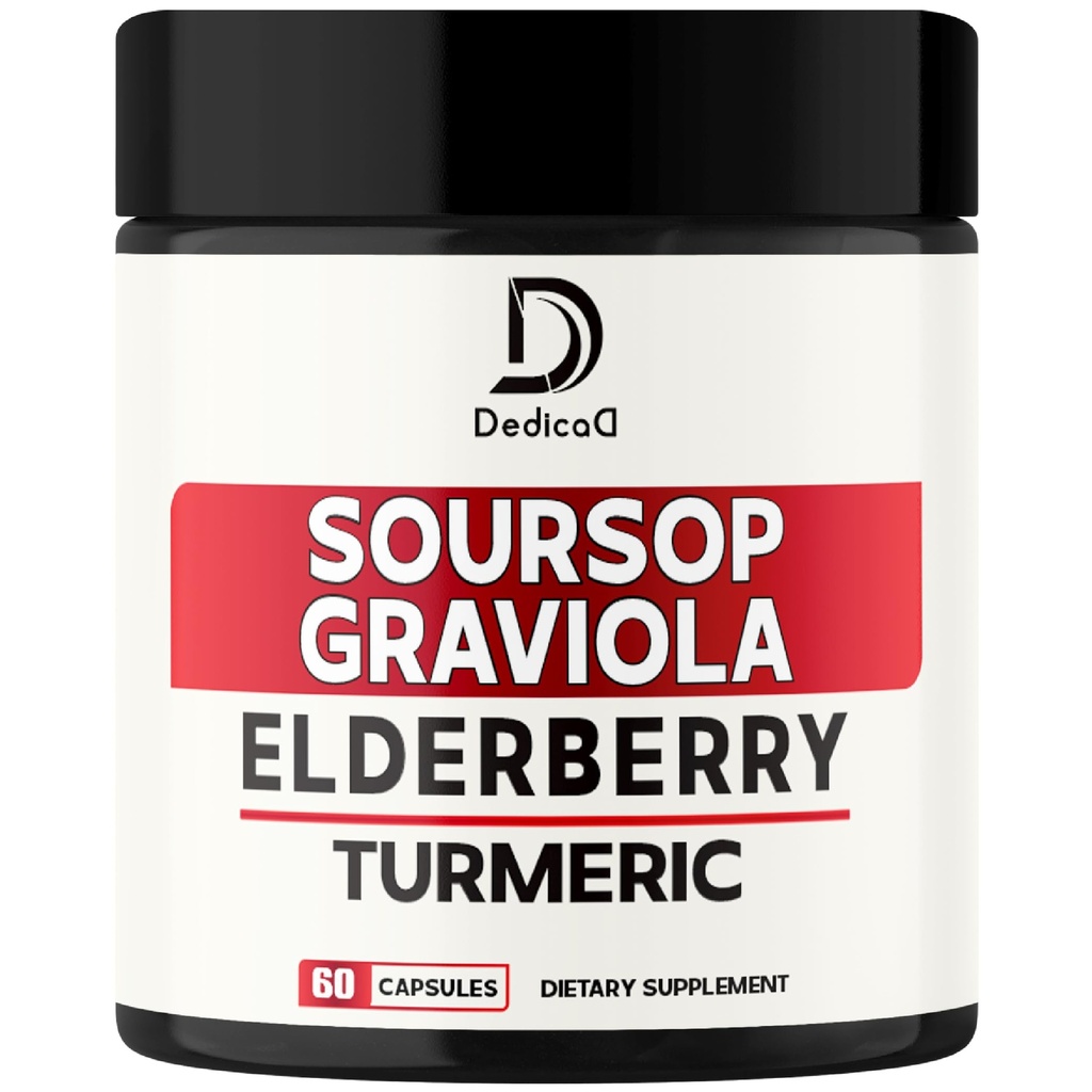 11in1 Graviola Soursop Capsule - Blended with Elderberry, Turmeric, Ginger, Milk Thistle, Cranberry & More - Supporto Positivo Mood, Immune System & Body Management
