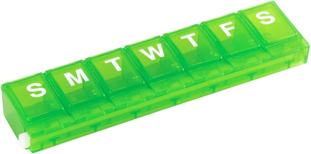EZY DOSE Weekly (7-Day) Pill Planner, Medizin-Fall, Vitamin Organizer-Box, Small Locking Comparts zu Sichere Verschreibung Medikamente und Verhindern zufällige Verwürfe, Grün