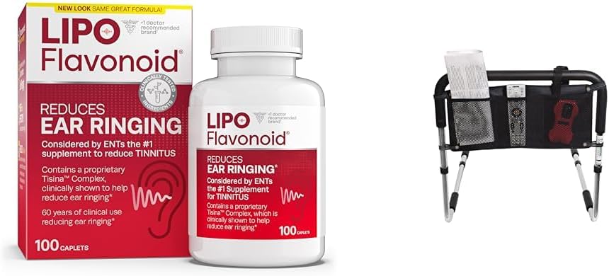 Lipo Flavonoid Tinnitus Relief 100 Caplets & Bett Rail Accessoire Pouch