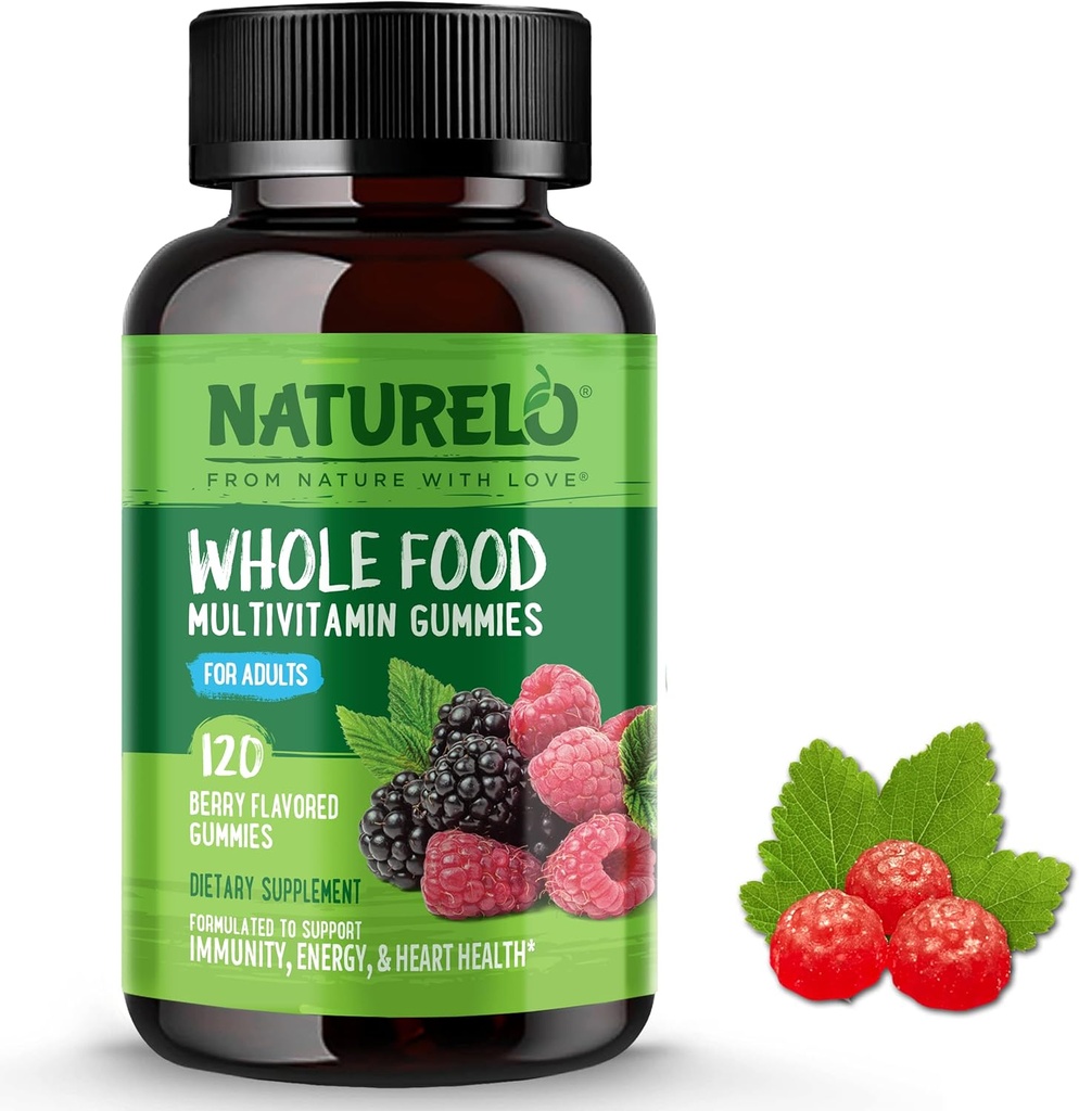 NATURELO Ganzes Essen Vitamin Gummi für Erwachsene - Kaubares Gummy Multivitamin für Männer & Frauen - 120 Vegan Gummies