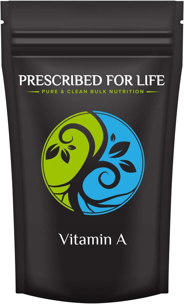 Prescritto per la vita Vitamina A Polvere | 500,000 IU Retinyl Acetate | Gluten Free, Vegan, Non OGM (4oz / 113g)