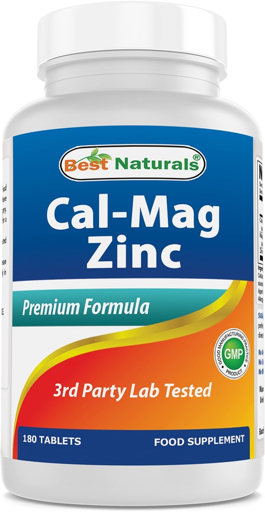#1 CAL MAG ZINC by Best Naturals - Essential Mineral Complex - Prodotto in una Facility certificata GMP basata sugli Stati Uniti e Terze Parti testate per la purezza. Garantito!!, 180 compresse