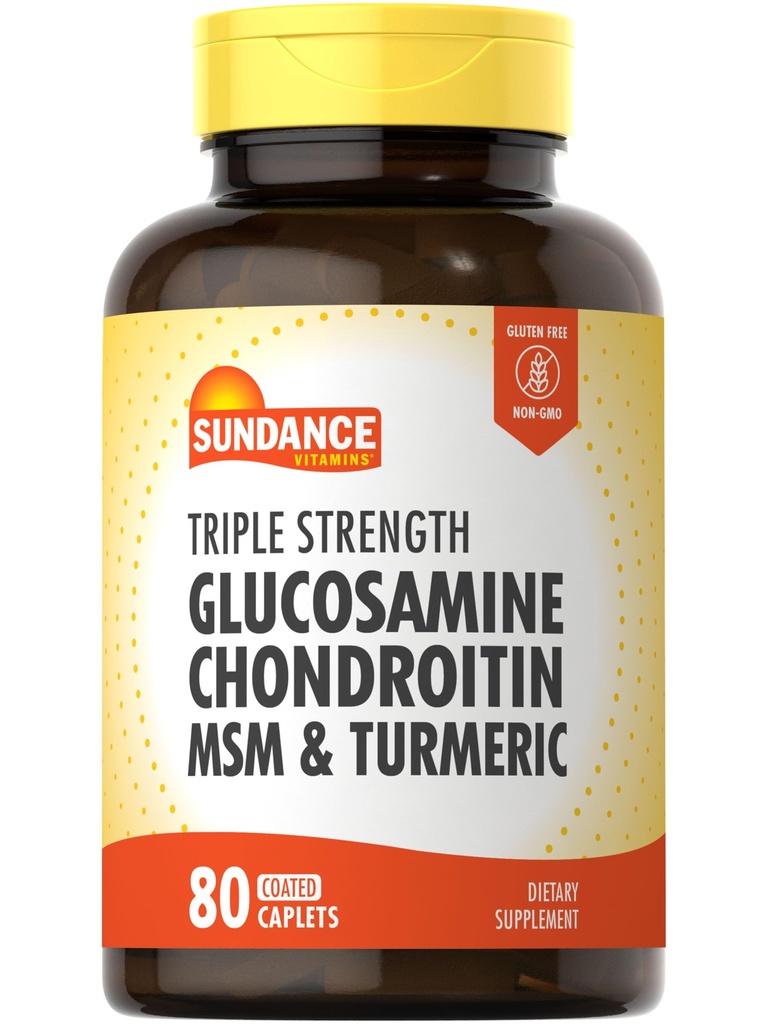 Sundance Glucosamin Chondroitin mit MSM und Turmeric | 80 Caplets | Dreifache Stärke Formel | Nicht-GMO und Glutenfreie Ergänzung