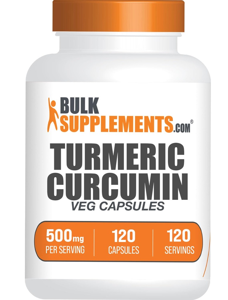 BulkSupplements.com Turmeric 500mg Extract Kapseln - Curcumin Ergänzungen, Kurkuma Curcumin - Glutenfrei,120 Veg Kapseln (Pack von 1)