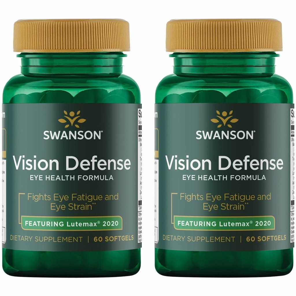 Swanson Vision Defense Antioxidant Vision Health Supplement Lutein Zeaxanthin Astaxanthin Broccoli Extract Bilberry Extract 60 Softgels Sgels (2 Pack)
