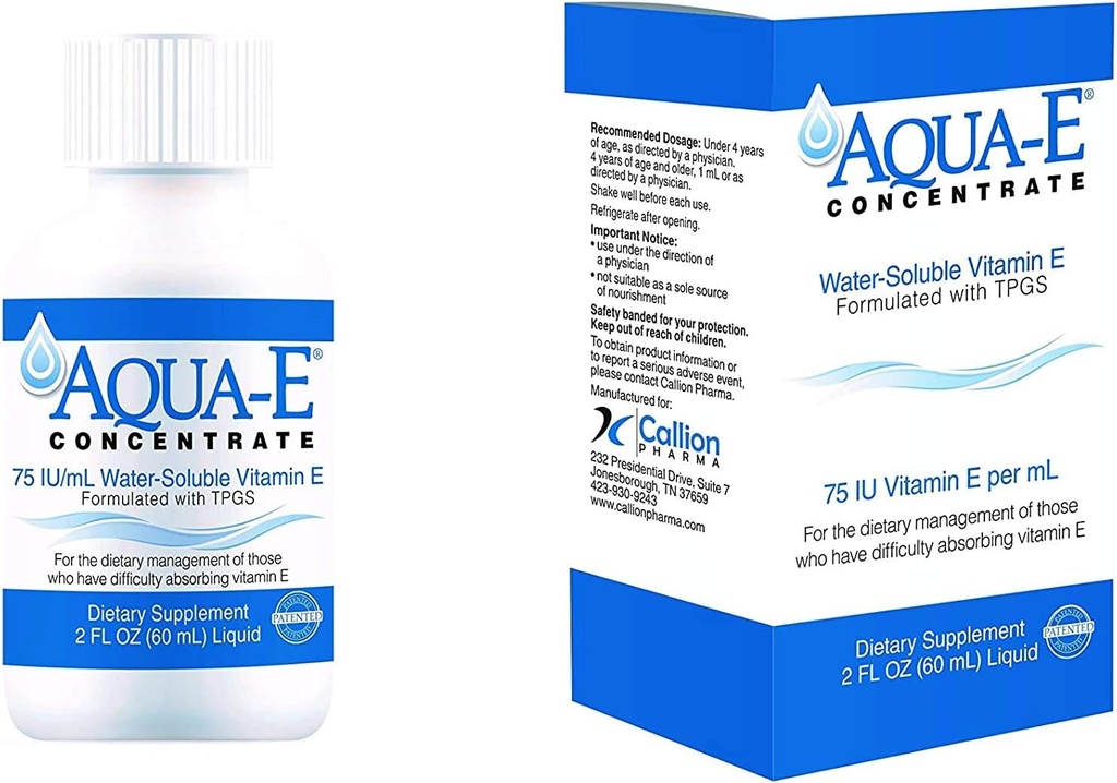 Aqua-E Konzentrat 75 IU/ml, 60 ml Flasche, Wasserlösliches flüssiges Vitamin E