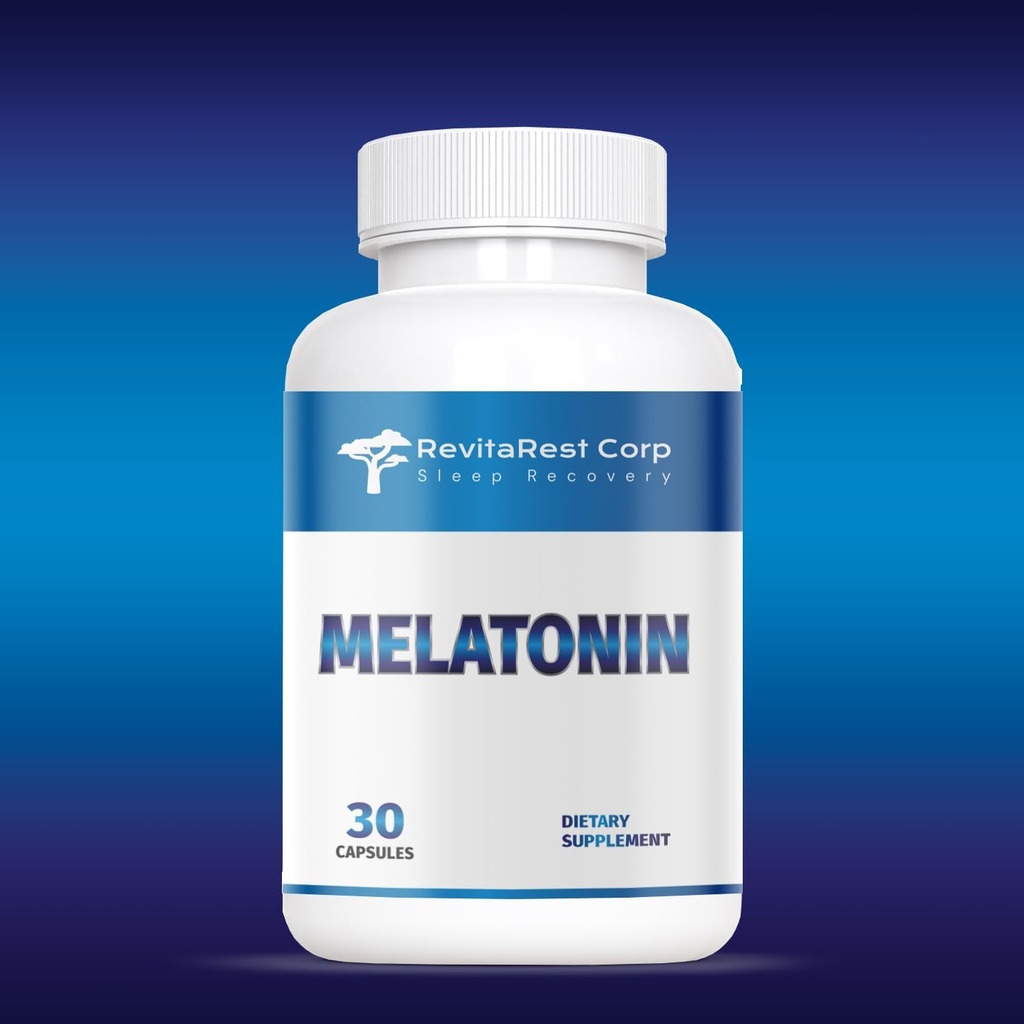 Générique RevitaRest Corp. Mélatonine Bleu 10mg, 30 Capsules.