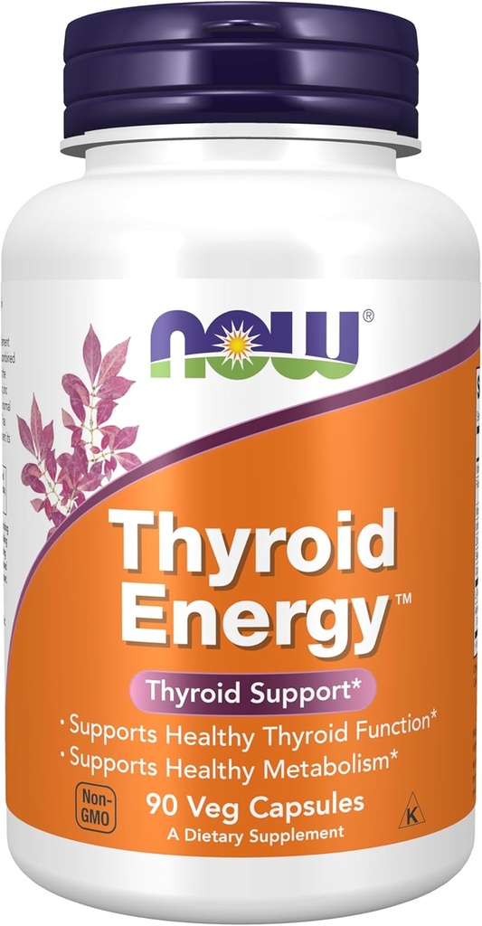 NOW Integratori alimentari, Thyroid EnergyTM, Iodio e tirosina più Selenio, Zinco e Rame, 90 capsule di Veg