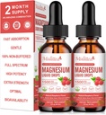 (2 Confezione) Magnesio Glycinate Gocce Liquide w/ 1500mg Magnesio Glycinate, Taurate, Malate, Citrato, Calcio Plus Potassium per Nerve, Bone, Heart Health & Energy Zzz - Alto assorbimento-raffro