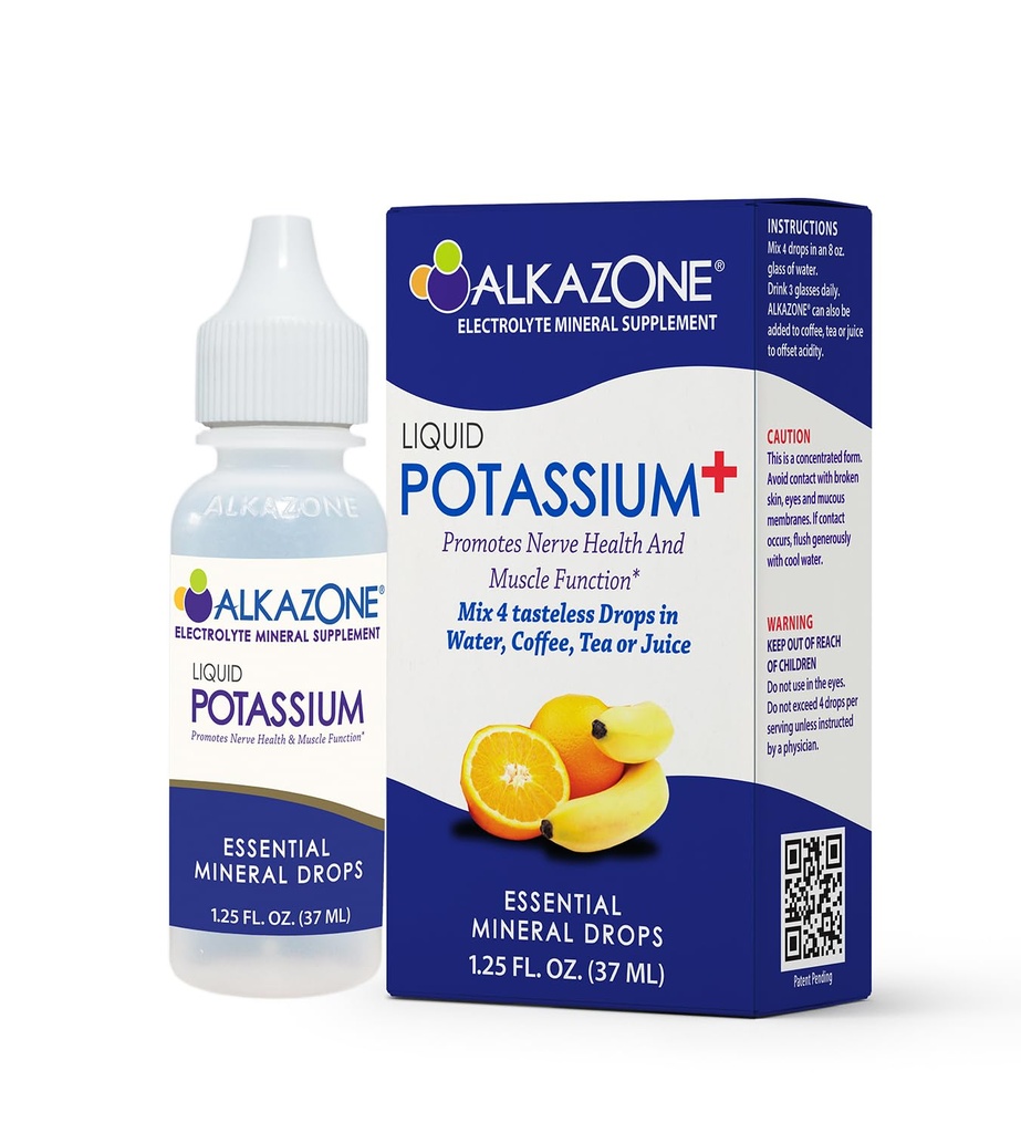 ALKAZONE Liquid Potassium+. Les suppléments liquides ont un taux d'absorption plus rapide.