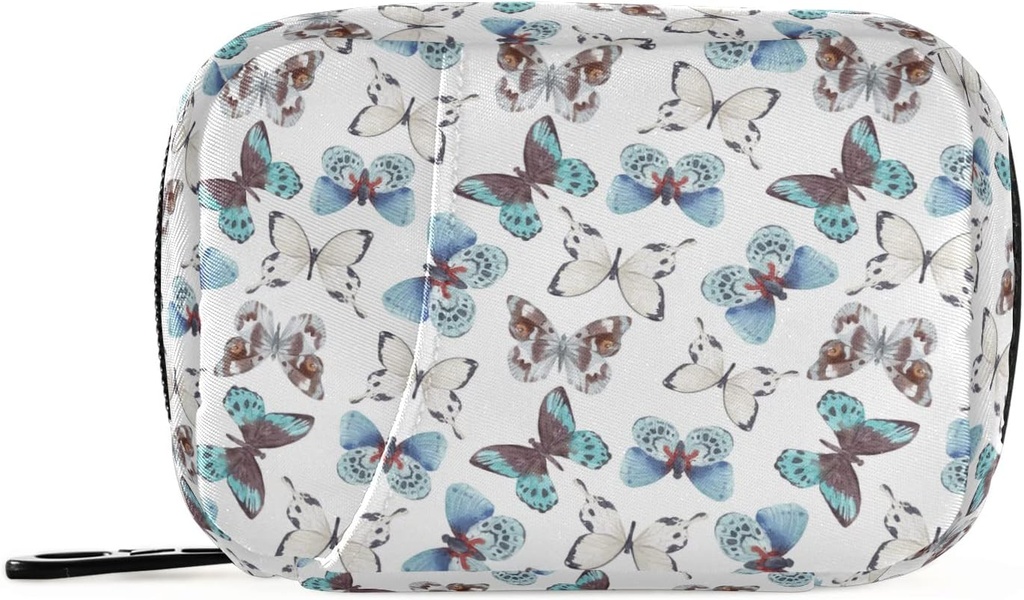 Naanle Blue Butterfly 7 Day Pill Case Travel Organizer con Zipper Bag - Portable Weekly Case - Dimensioni compatte per il supporto supplemento di vitamina
