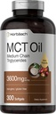 Horbäach MCT Oil Pills | 3600mg | 300 Softgel Capsules | Keto Supplemento da Coconut | con Caprylic & Capric Acid | Non OGM e Gluten Free