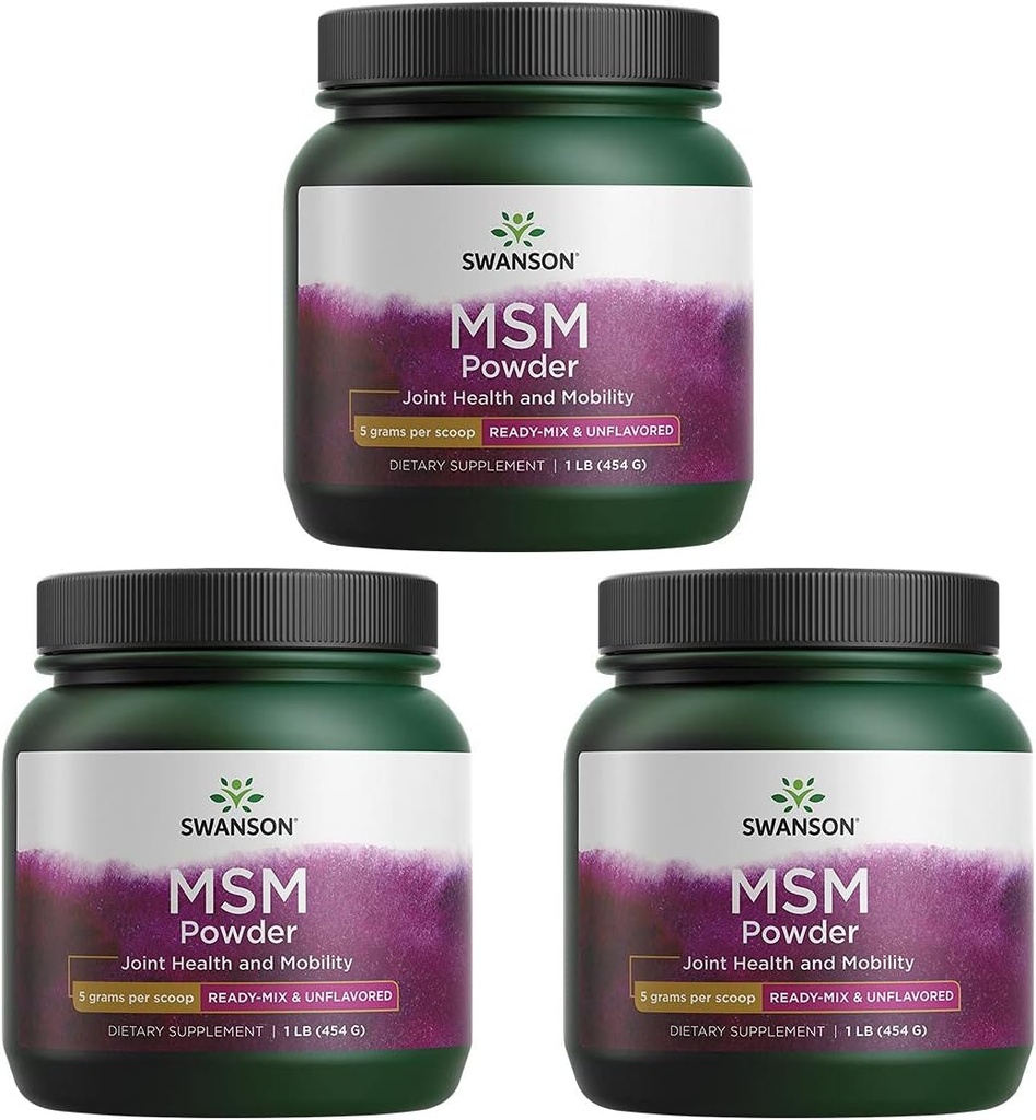 Swanson Premium Marque Msm Poudre - Prêt-Mix & Non aromatisé 1 lb Pwdr 3 Pack