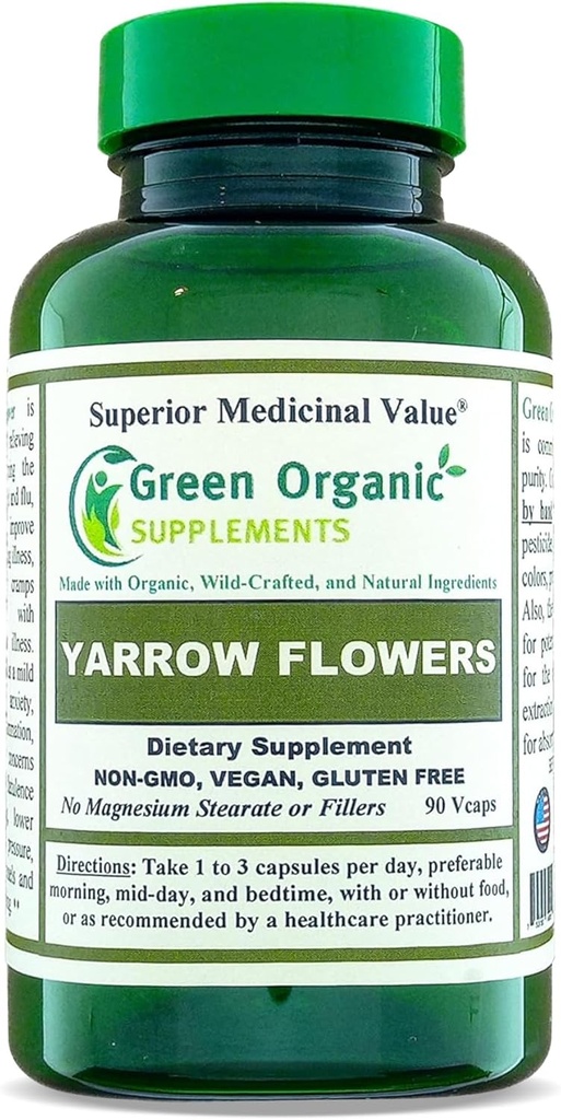Grüne Bio-Ergänzungen Yarrow Flower, 90 VCaps, Non-GMO, Gluten-Free, (Pack von 1)