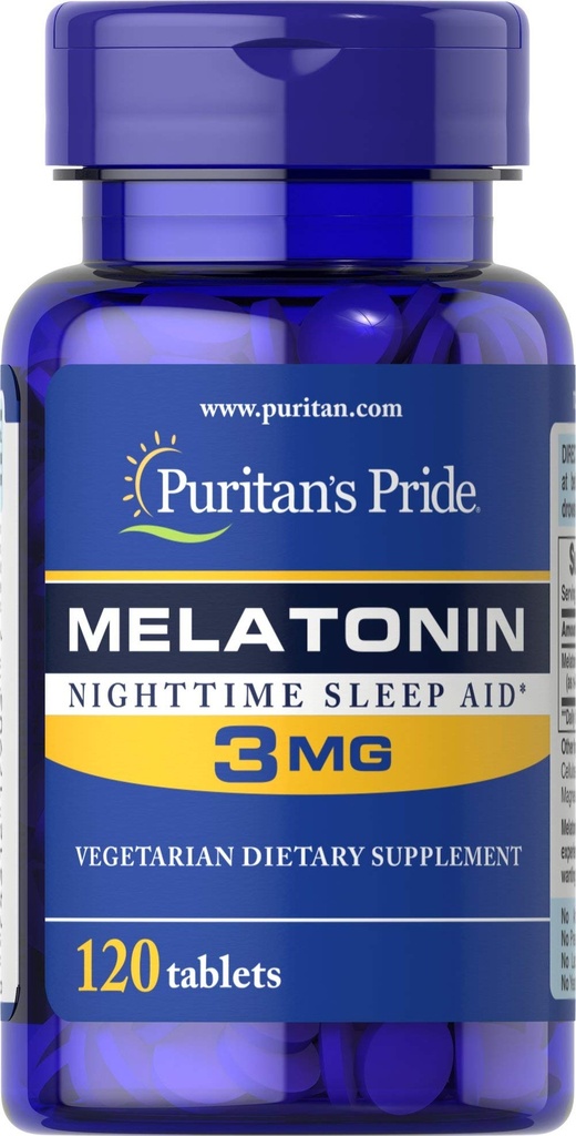 Puritans Pride Melatonin 3 Mg compresse, 120 conte