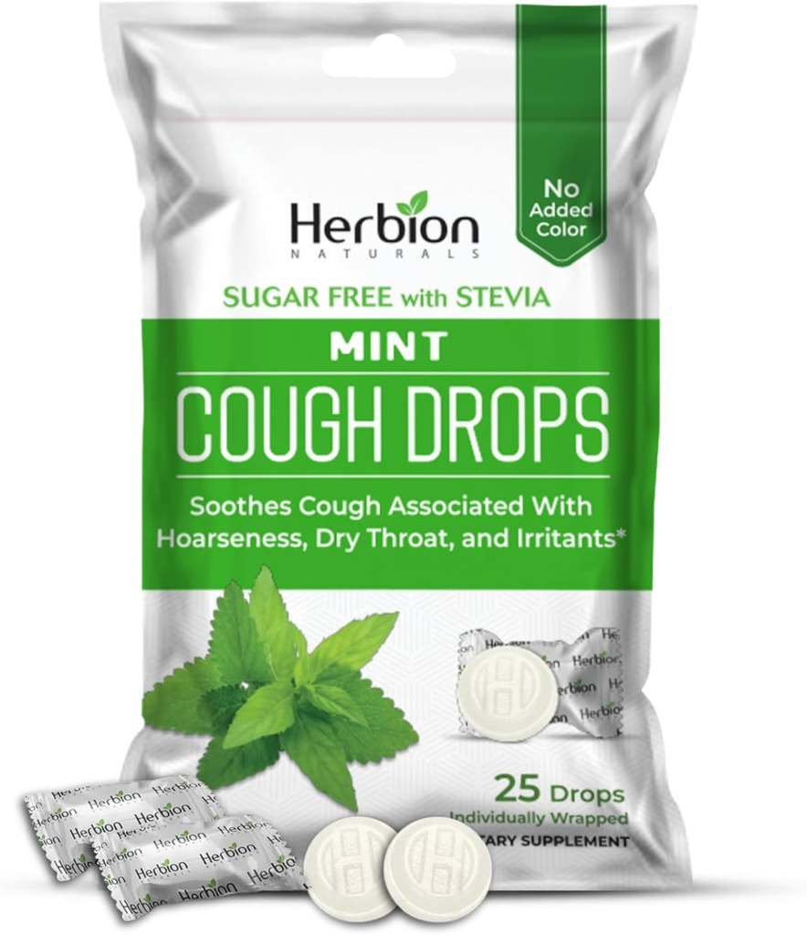 HERBION Naturals Hustentropfen, Sugar-Free mit Stevia, Nahrungsergänzung, Soothes Cough, für Erwachsene & Kinder über 6 Jahre, 125 Tropfen (Pack mit 5), Minze