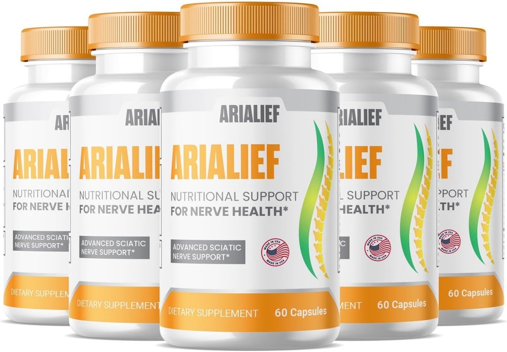 SPRESSO (5 Pack) Arialief Sciatica Nutritional Support Capsules, Arialief Advanced Formula Sciatica Relief Supplement, Nerve Relief Supplement, Arialeaf Prime Palm Sciatica (300 Kapseln)