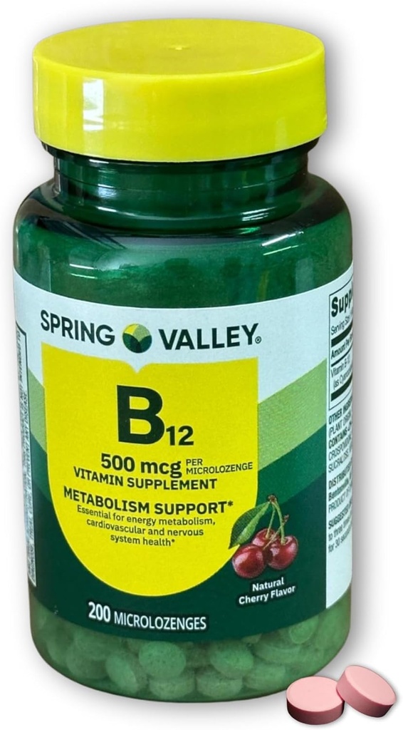 B12 500mcg Sublingual- Saveur de cerise 200 ct (paquet de 1)