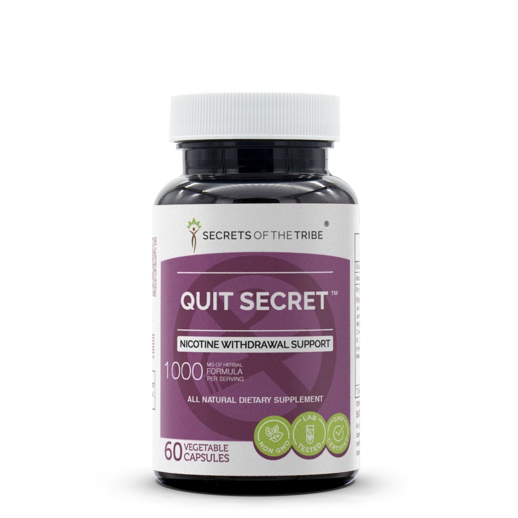 Segreti della Tribù - Quit Secret, Supporto per il prelievo di nicotina, Miscela di Integratore di erbe (60 capsule)