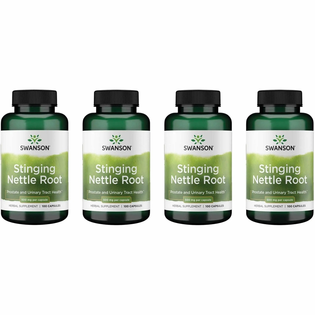 Swanson Sting Nettle Root (Urtica Dioica) - Kräuterergänzung - (100 Kapseln, 500mg) (4 Packung)
