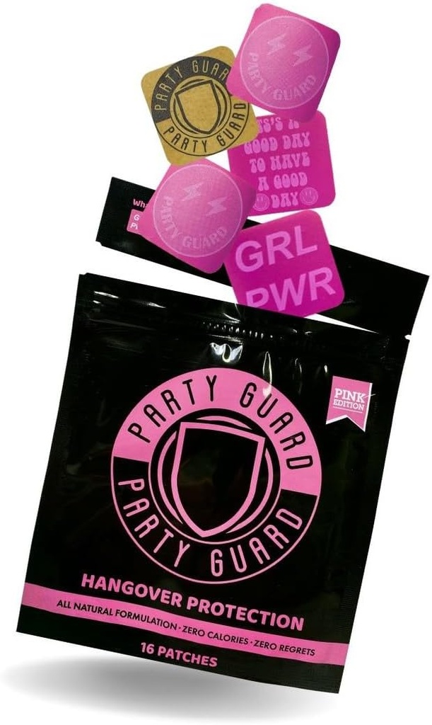 Patches 16 Pack - Difesa del partito naturale al 100% - Formula di vitamina potenziata - Party & Travel deve avere | Patch resistente all'acqua (Pink)