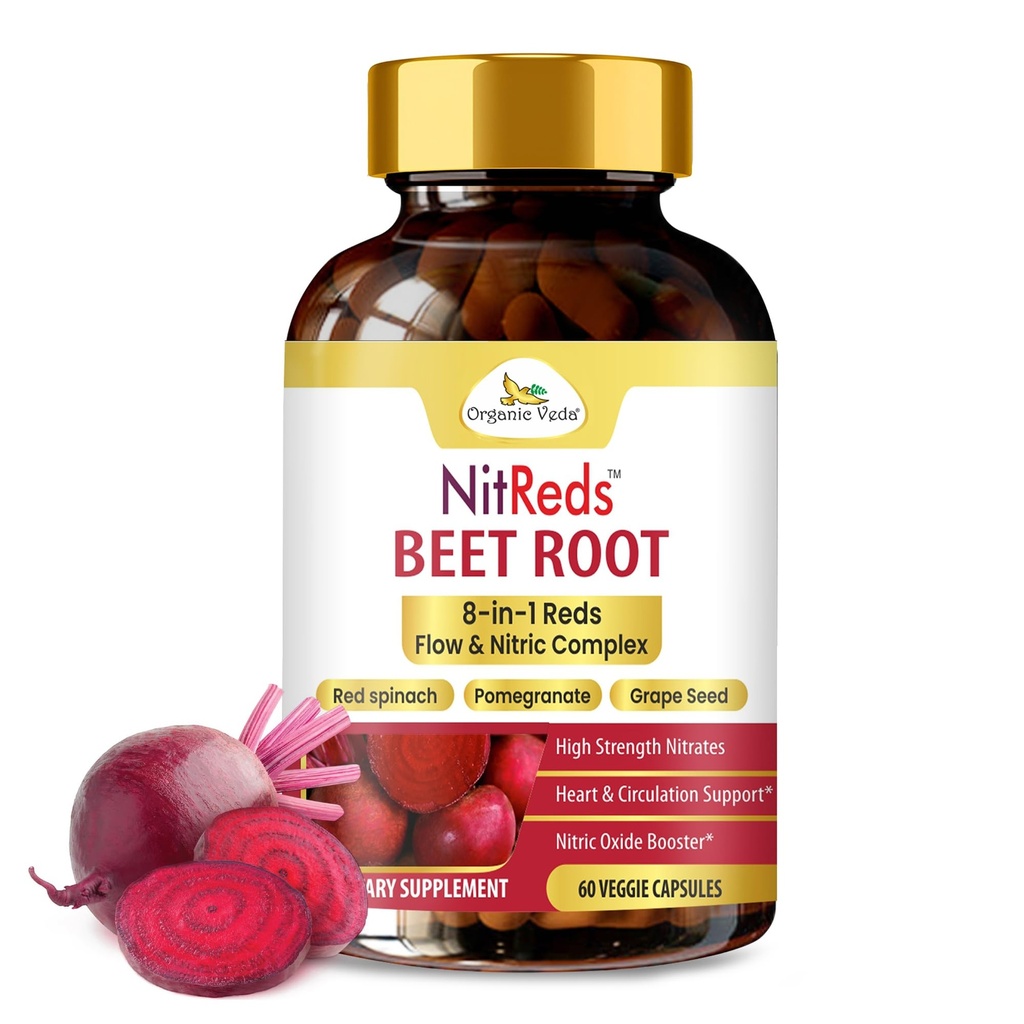 Estratto di 20:1 - Integratori di Nitrati ad alta resistenza con Super Red Foods Beetroot, Pomegranate, Estratto di Spinaci rossi, 60 Capsule