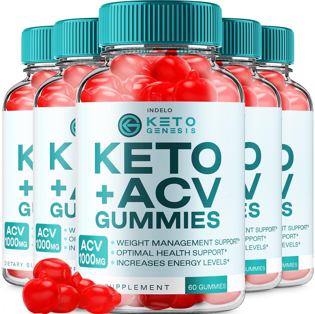 (5 Pack) Keto Genesis Gummies ACV Gummies avancé 1000mg, Genesis Keto + ACV Gestion du poids Gummies vinaigre de cidre de pomme Genesis Gummies Supplément alimentaire Genesis Gummies Avis (300 Gummies)