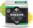 Combustible fossile Super Greens Poudre Premium Superfood.40+ Nutriments organiques.Véggie verte des aliments entiers, Blégrass, Spiruline, Kale pour l'énergie, Gut Health, Detox Cleanse (20 portions)
