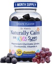 Gummie tranquille per bambini con Magnesio Glycinate, Camomilla & Linden – Bambini Multivitaminici Gummies per il sonno, Concentrazione, Daily Wellness & Routine Balance – Zucchero-Free Grape Flavor, 30 Count by Rhoziva