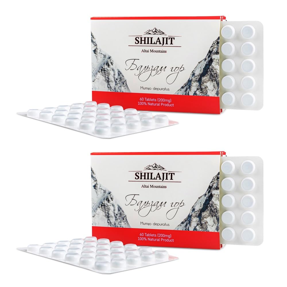Altai Shilajit 120 Tablets Mountain Balsam Etichetta - Originale Altai Siberiano 100% Pure Fulvic Acid and Trace Minerals