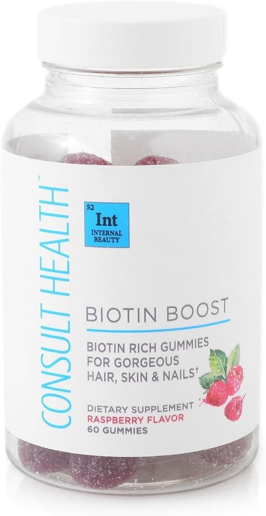 Consultez Santé BIOTIN Boost Gommies pour les cheveux, la peau et les ongles - 10 000 mcg - Vitamine végane B complément alimentaire - Soutient la croissance rapide des cheveux et des ongles - Arôme framboise - Carotte noire - 60 Compte