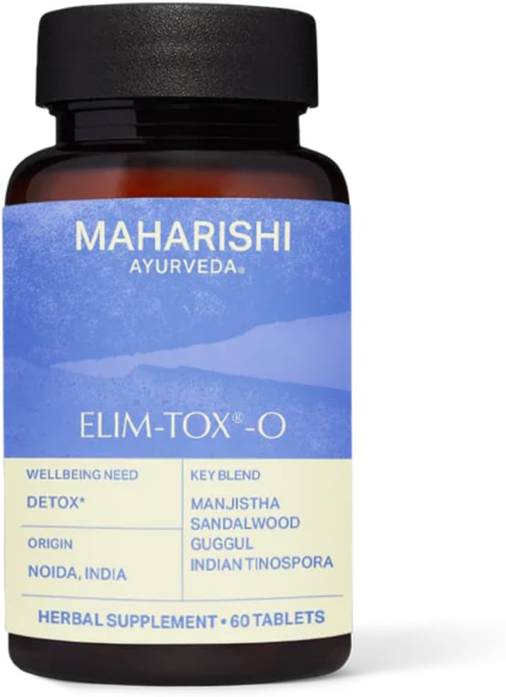 Maharishi Ayurveda - Elim-Tox-O Gentle Body Detox Herbal Supplement | Supplementation for Effective Colon Cleanse & Overall Gut Health | Toxin Remover Cleanser for Liver & Blood (60 Tablets-500mg)