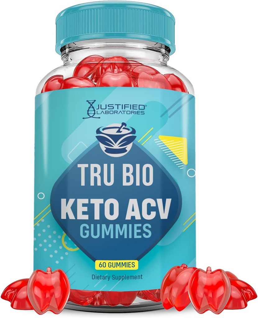 Justified Laboratories Tru Bio Keto ACV Gummies Advanced Formel 1000MG TruiBIo Keto Gummies Apfelessig geformt mit Granatapfelfettsaft Pulver B12 Vegan Non GMO 60 Gummys