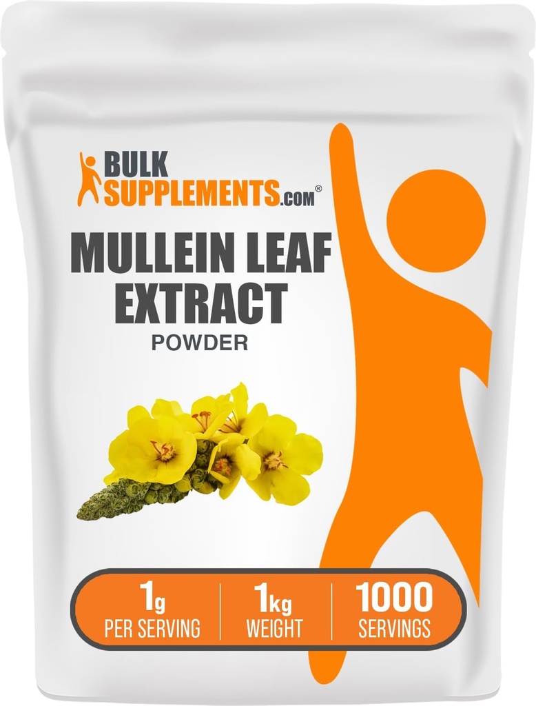 BulkSupplements.com Mullein Leaf Extract - Verbascum Thapsus, Mullein Supplement - Kräuterergänzung für Immununterstützung - Glutenfrei, 1g pro Servierung, 1kg (2.2 lbs) (Pack von 1)