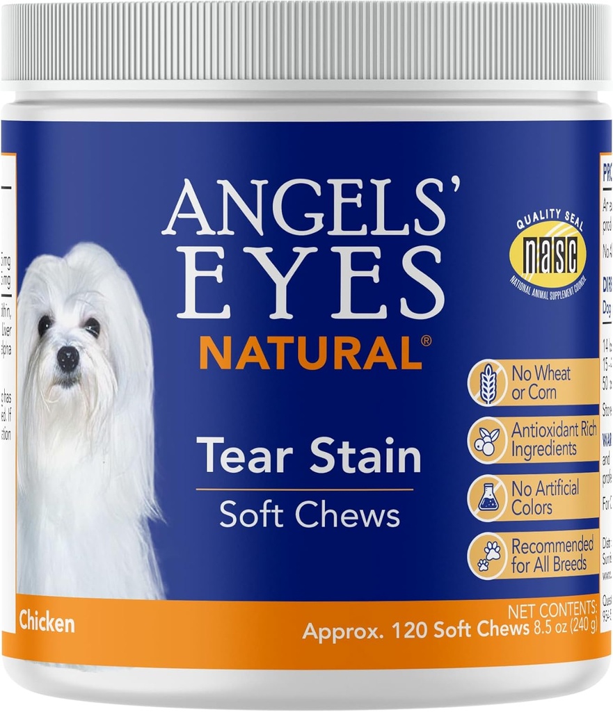 ANGELS' EYES Natural Tear Tight Prevention Soft Chews for Dogs.