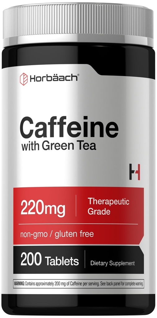 Pilules de caféine Horbäach 200mg avec thé vert 200 comprimés