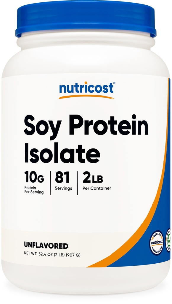 Nutricost Soy Protein Isolate Powder, 2 LB non aromatizzato - 10 Grammi di Proteine Per Serving, Vegan, GMO-Free & Gluten Free