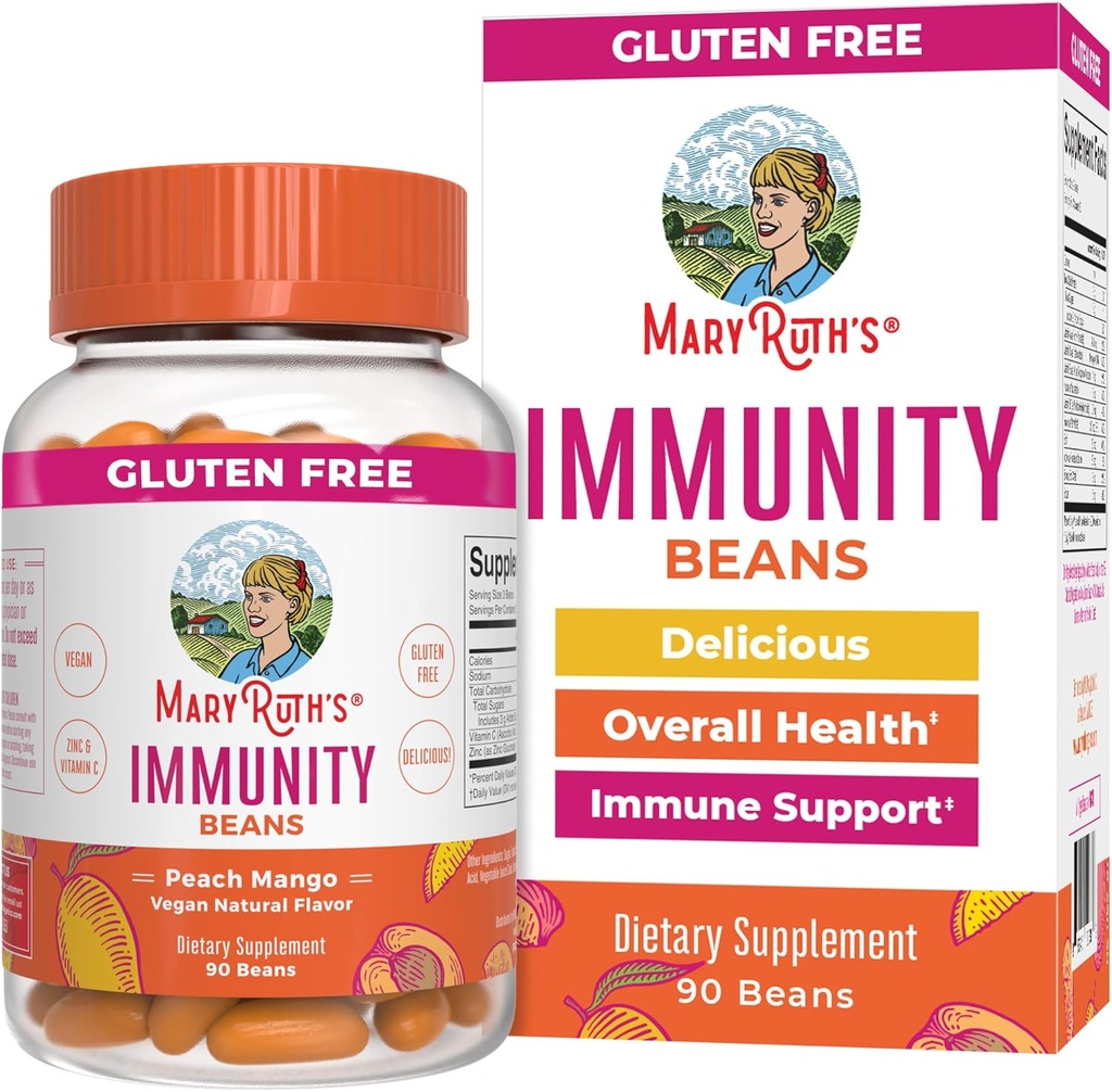 MaryRuth Organics Erwachsene Immununterstützung Vita-Beans mit Zink und Vitamin C Ergänzung für Alter 14+ | Immunität Vitamine | Vegan, Non-GMO, Glutenfrei | 90 Zähler